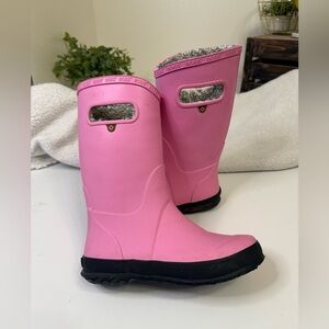 BOGS bloom pink plush rain boots kids